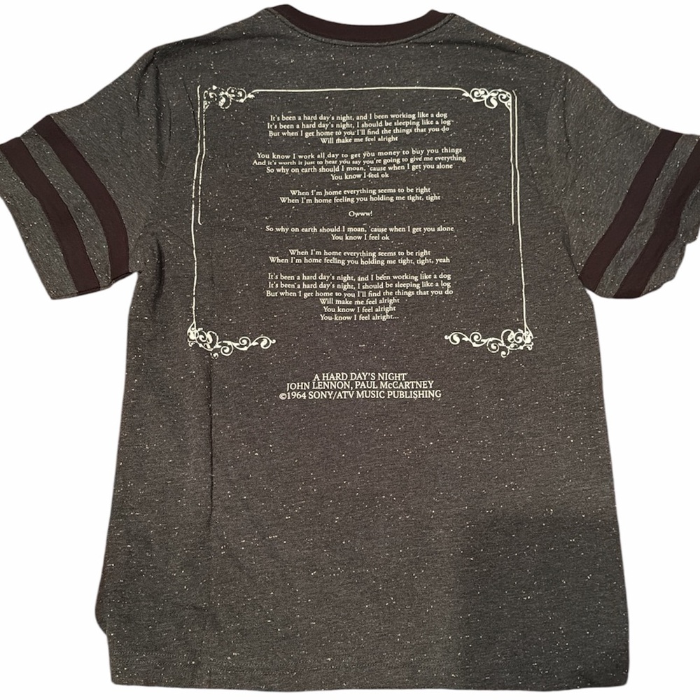 THE BEATLES Official HARD DAYS NIGHT Lennon McCartney Lyrics T-Shirt Size‎ Small - Picture 2 of 2